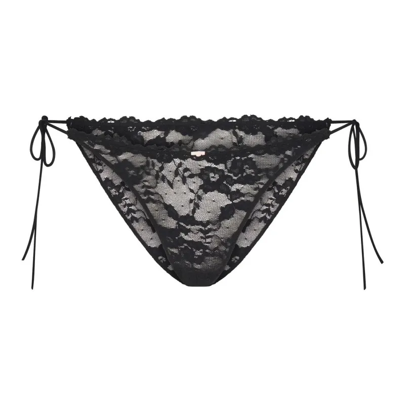 SKIMS STRETCH LACE TIE SIDE BIKINI Underpants Women's 1 Pack ONYX/Onyx-0