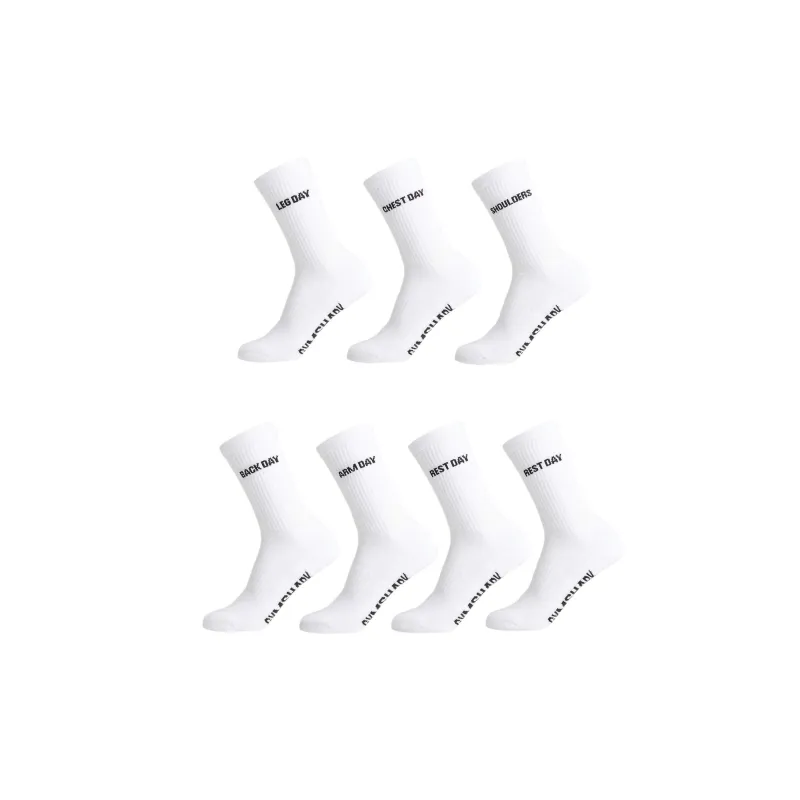 GYMSHARK GFX CREW SOCKS 7PK Knee High Socks Men's 7 Pack White-0