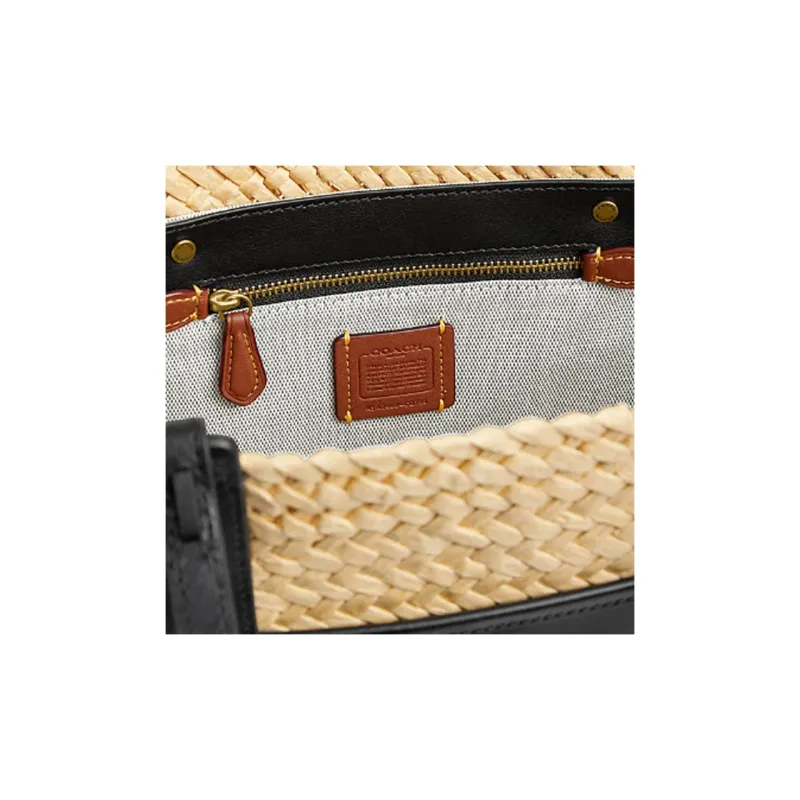 COACH Straw With Calfskin Tote Bag, Shopping Bag, Handbag, Shoulder Bag Trumpets Women's Natural-4