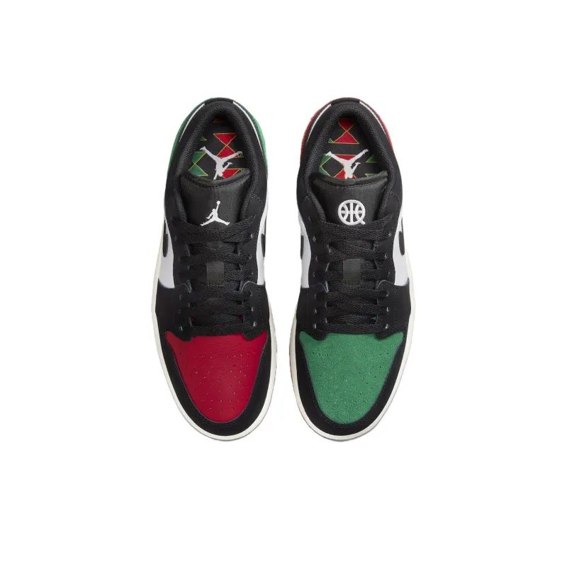 JORDAN Air JORDAN 1 Vintage Basketball Shoes Men Low Top Black White Red-3