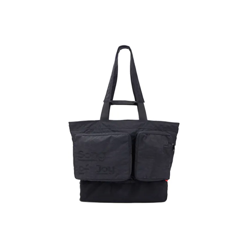 SONG OF JOY Water Repellent Techwear Nylon Unisex One Shoulder Tote Large Size Unisex Step Green/Humorous Black-1