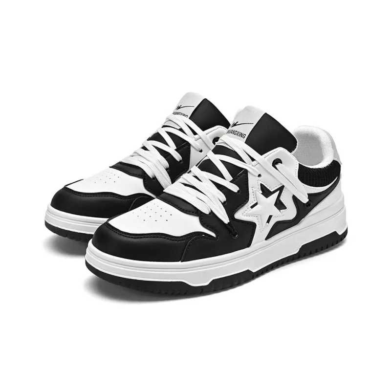 Binary Lightweight Breathable And Supportive Low Top Skateboard Shoes Men's Black White-4