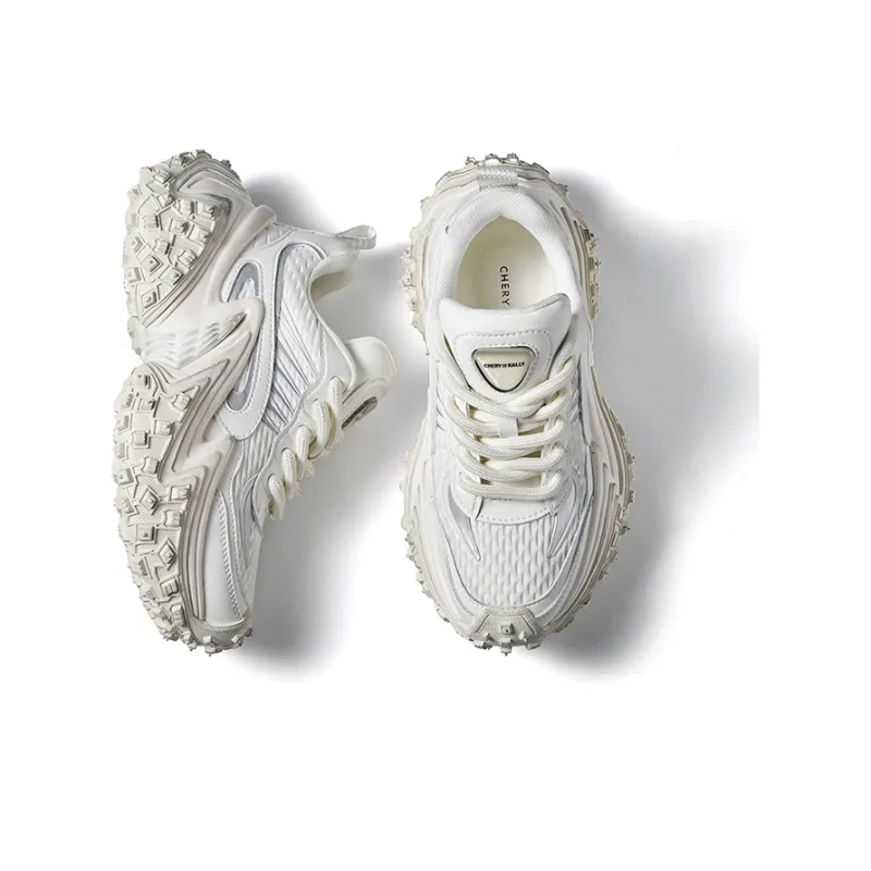 CHERYKALLY Chunky Sneakers Women's Low Top Silver/Gray-9