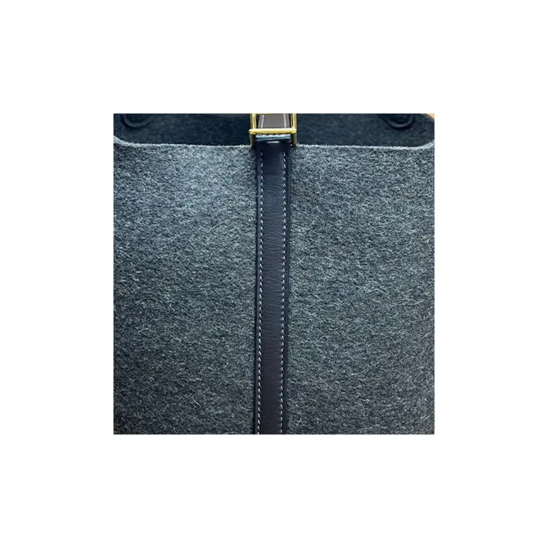 HERMES Picotin Wool Felt With Swift Leather Basket Bag Handbag Bucket Bag Women's 46 Ebony Wood Color-3