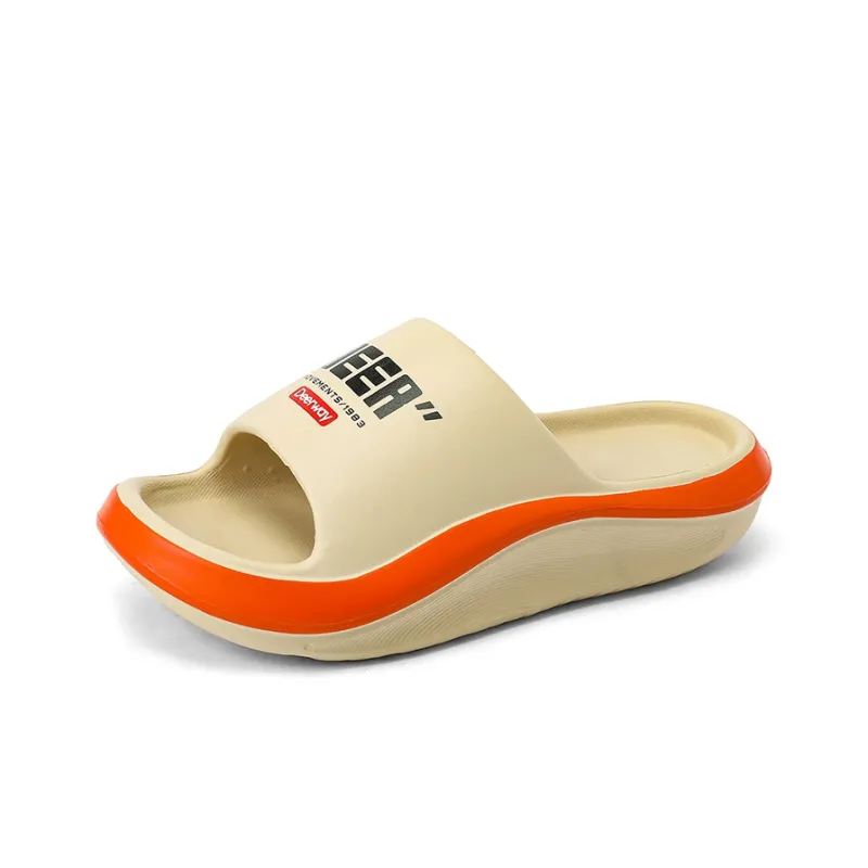 DEERWAY Slide Slippers Men Khaki Orange/Black/White-4