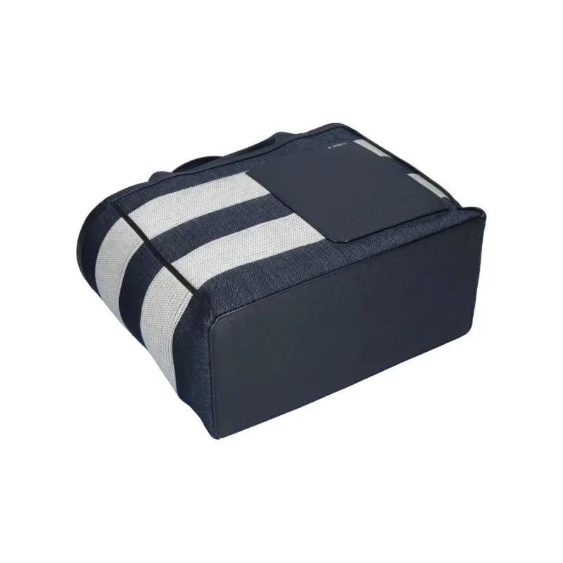 Valextra Denim With Calfskin Tote Bag, Shopping Bag, Handbag Women's Black & White-1