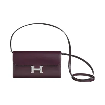 HERMES Constance Box Calfskin Wallet Women's 59 Raisin Grape Purple