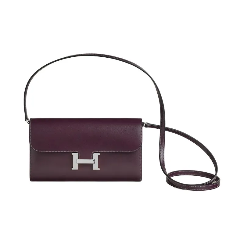 HERMES Constance Box Calfskin Wallet Women's 59 Raisin Grape Purple-0