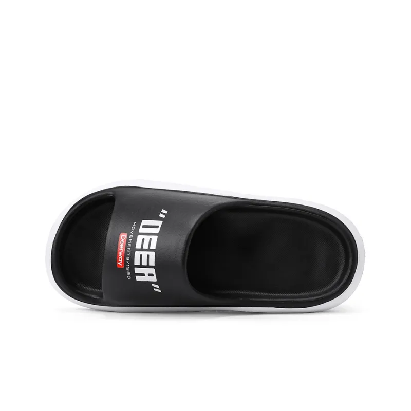 DEERWAY Slide Slippers Men Khaki Orange/Black/White-14