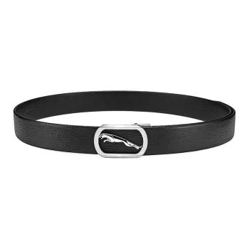 JAGUAR Casual Cut Out Automatic Buckle Cow Leather Leather Belts Men's Black Width 3.4cm