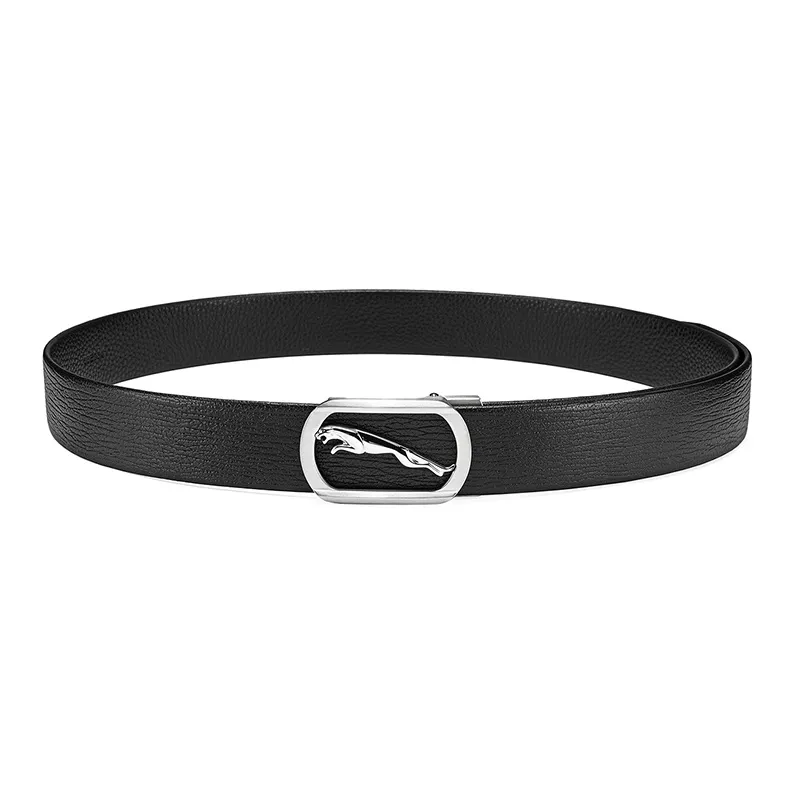 JAGUAR Casual Cut Out Automatic Buckle Cow Leather Leather Belts Men's Black Width 3.4cm-0