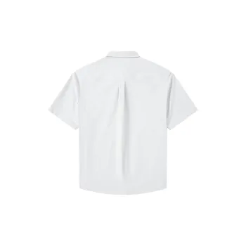 A.B.X Color Block Line Design Rivet Pocket Lapel Silhouette Short Sleeved Shirt Unisex
