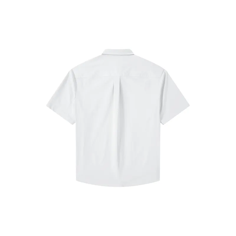 A.B.X Color Block Line Design Rivet Pocket Lapel Silhouette Short Sleeved Shirt Unisex-0