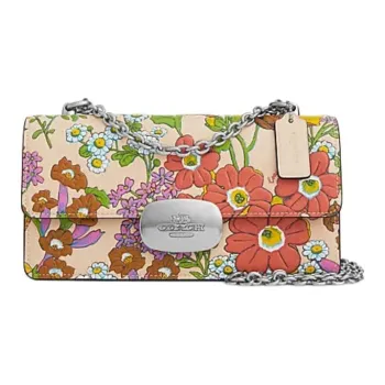 COACH Eliza Cow Leather Shoulder Bag, Crossbody Bag Medium Size Women's Ivory White & Multicolor