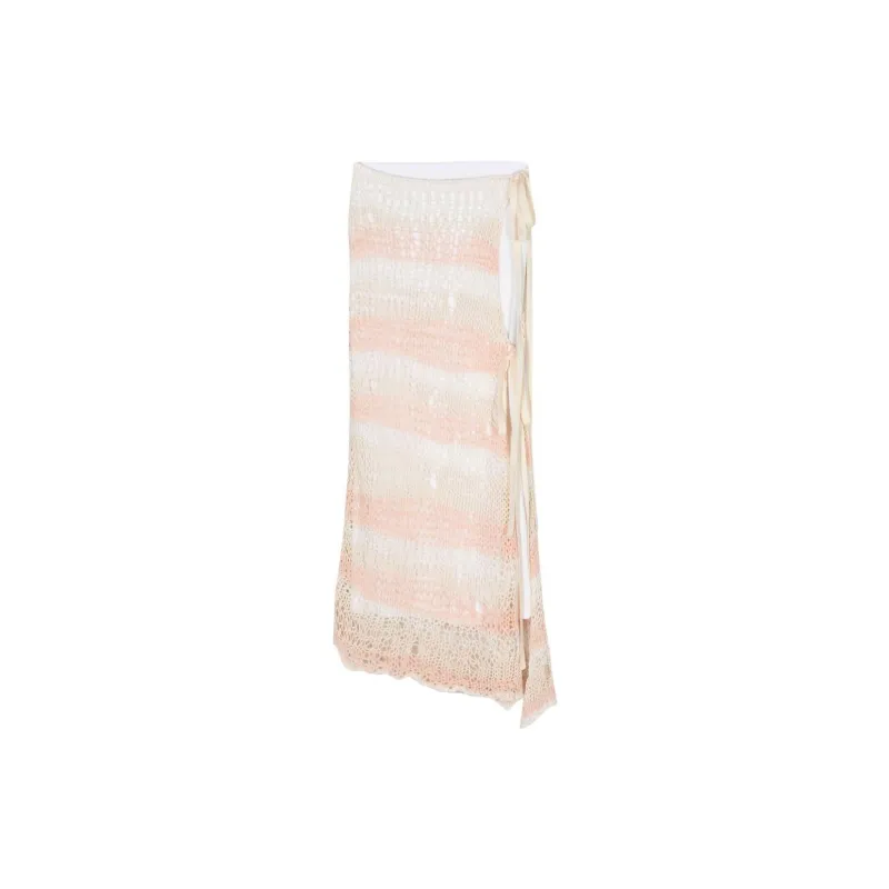 SportMax Ecuador Tied Waist Striped Knitted Skirt-1