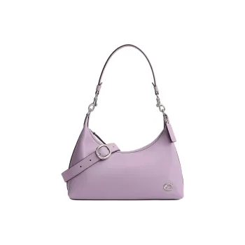 COACH Gloves Made Of Tanned Leather Handbag Shoulder Bag Large Size Women's Silver & Light Purple