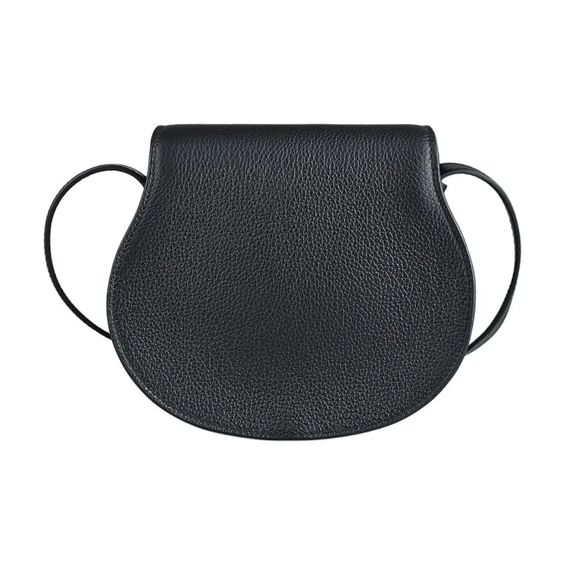 Chloe Marcie Brass And Grain Calfskin Saddle Bag Shoulder Bag, Crossbody Bag Extra Mini Women's Black-4
