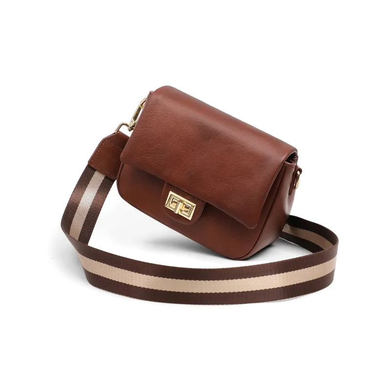 PT'SON Cow Leather With Synthetic Leather Small Square Bag Shoulder Bag, Crossbody Bag Women's Wine Coffee-2
