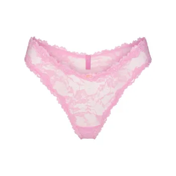 SKIMS STRETCH LACE DIPPED THONG Underpants Women's 1 Pack Cotton Candy/Cotton Sugar