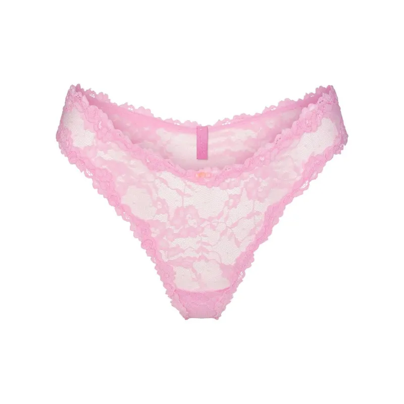 SKIMS STRETCH LACE DIPPED THONG Underpants Women's 1 Pack Cotton Candy/Cotton Sugar-0