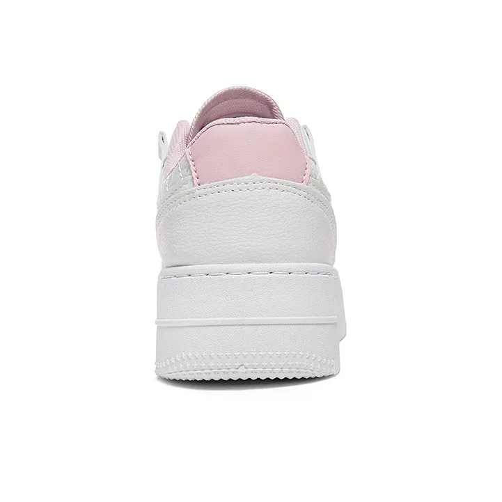 Warrior Students Casual White Sneakers Durable Lightweight And Breathable Low Top Skateboard Shoes Women's White Pink-2