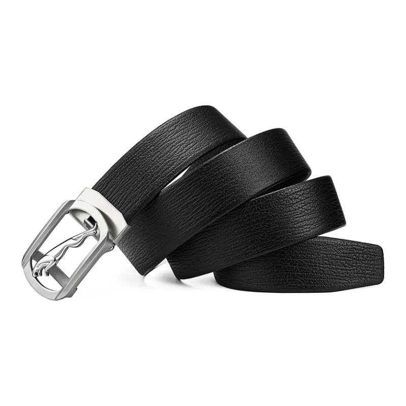 JAGUAR Casual Cut Out Automatic Buckle Cow Leather Leather Belts Men's Black Width 3.4cm-4