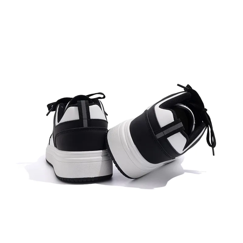 HUANQIU Height Increasing Low Top Skateboard Shoes Men's White Black-6