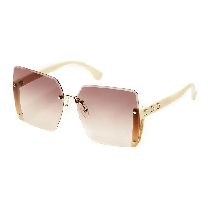 Narandu PC Square Sunglasses Women's Black Frame With Black Gray Lens/Ecru Frame With Graduated Tea Brown Lens-3