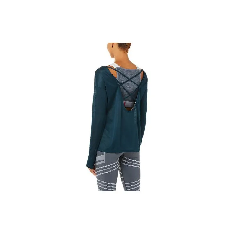 Asics Open Back Long Sleeve Top T-Shirt Women's French Blue-1