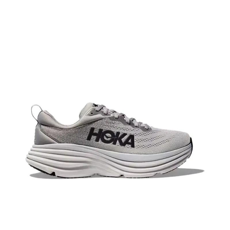 HOKA ONE ONE Bondi 8 Running Shoes Men Low Top Gray/Gray-1