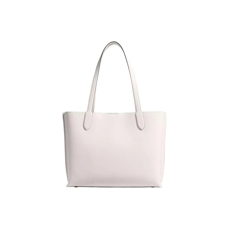 COACH Willow Polished Pebbled Leather Tote Bag, Shopping Bag, Shoulder Bag, Handbag Tubas Women's Brass & Chalk-2