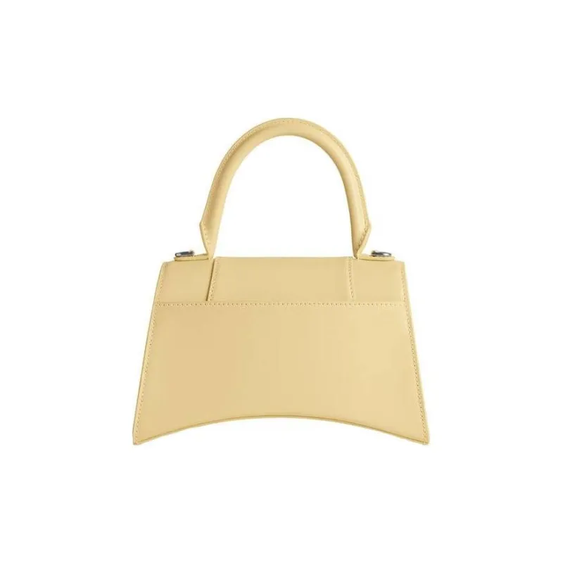 Balenciaga Hourglass Shiny Calfskin Shoulder Bag Crossbody Bag Handbag Small Size Women's Light Yellow-4