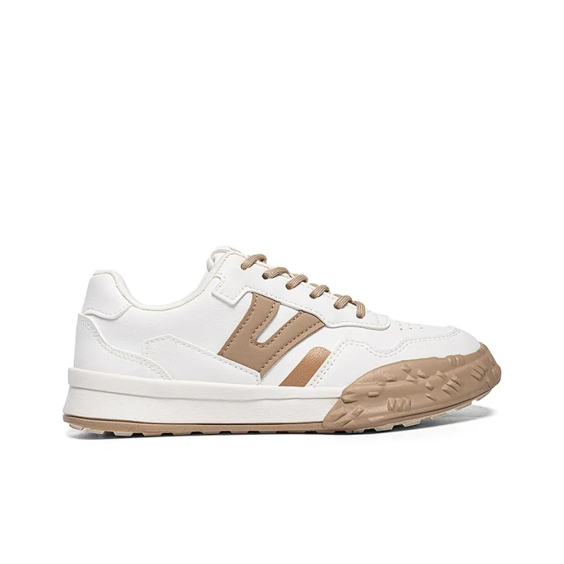 Warrior Durable Lightweight And Breathable Low-Top Skateboard Shoes Women's Light Beige Brown-1