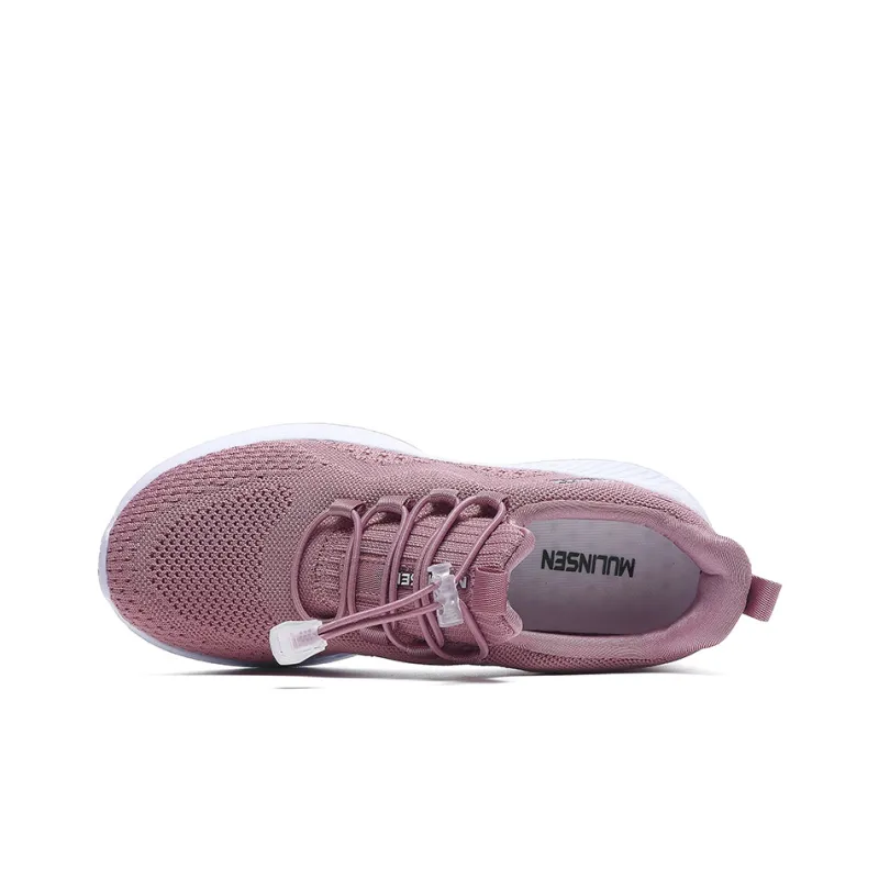 Mulinsen Running Shoes Women's Low Top Black White/Lotus Root Powders/Russet Red-9