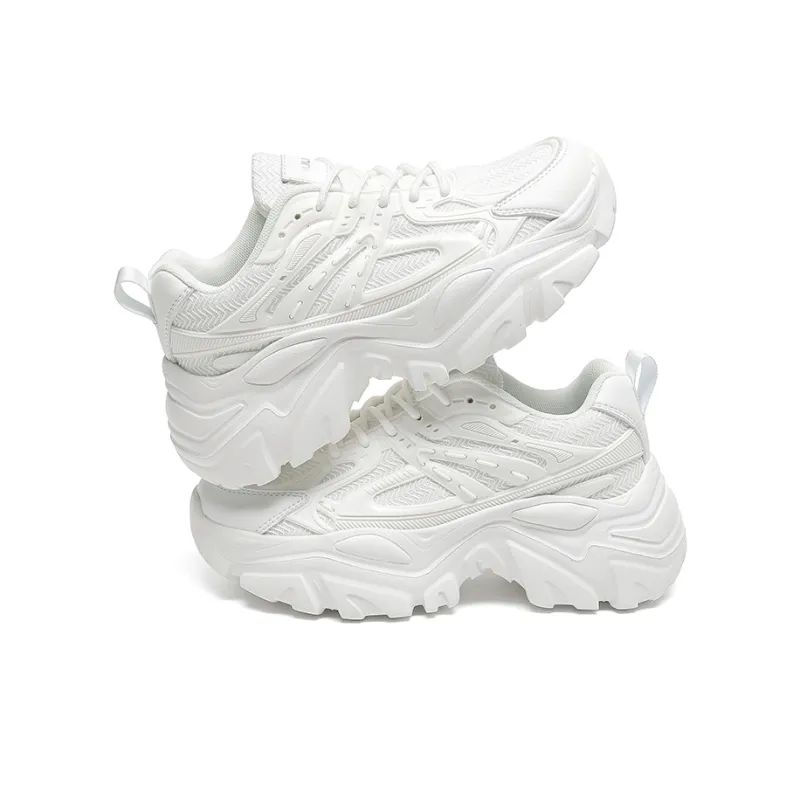 Mulinsen Height Increasing, Balance, Lightweight, Breathable, Slip Resistant Low Top Chunky Sneakers Women's White-3