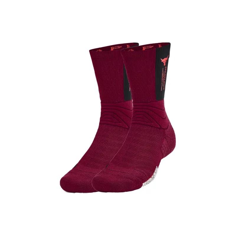 Under Armour Playmaker Project Rock Dwayne Johnson Mid Calf Socks Unisex 1 Pack Deep Crimson-0