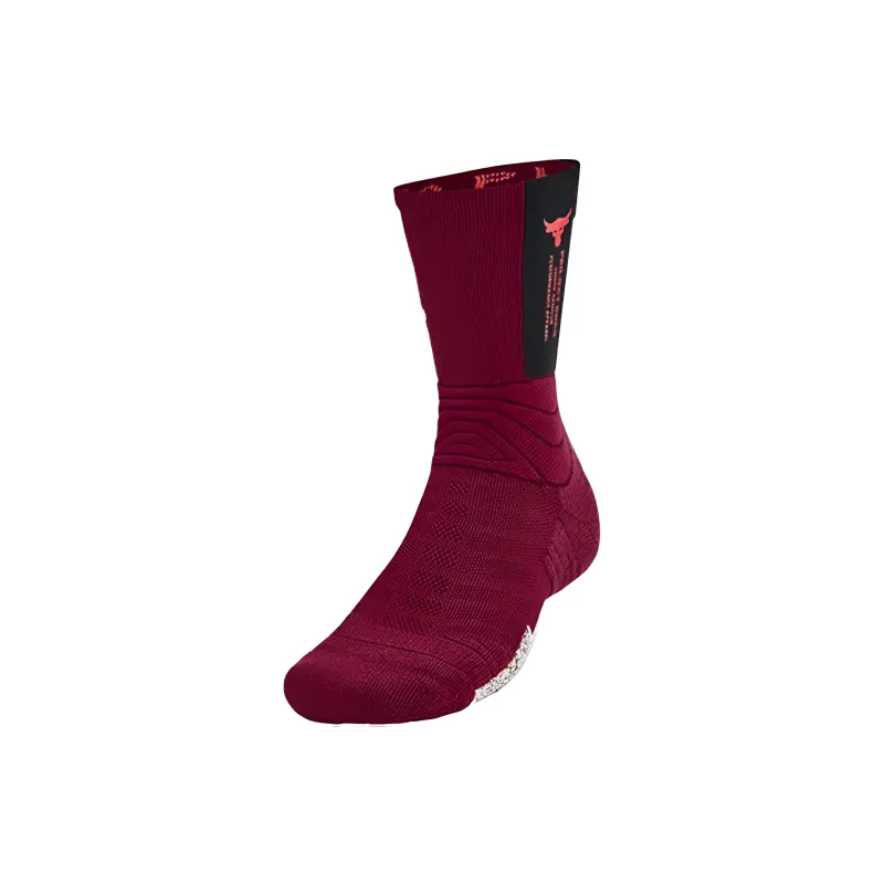 Under Armour Playmaker Project Rock Dwayne Johnson Mid Calf Socks Unisex 1 Pack Deep Crimson-1