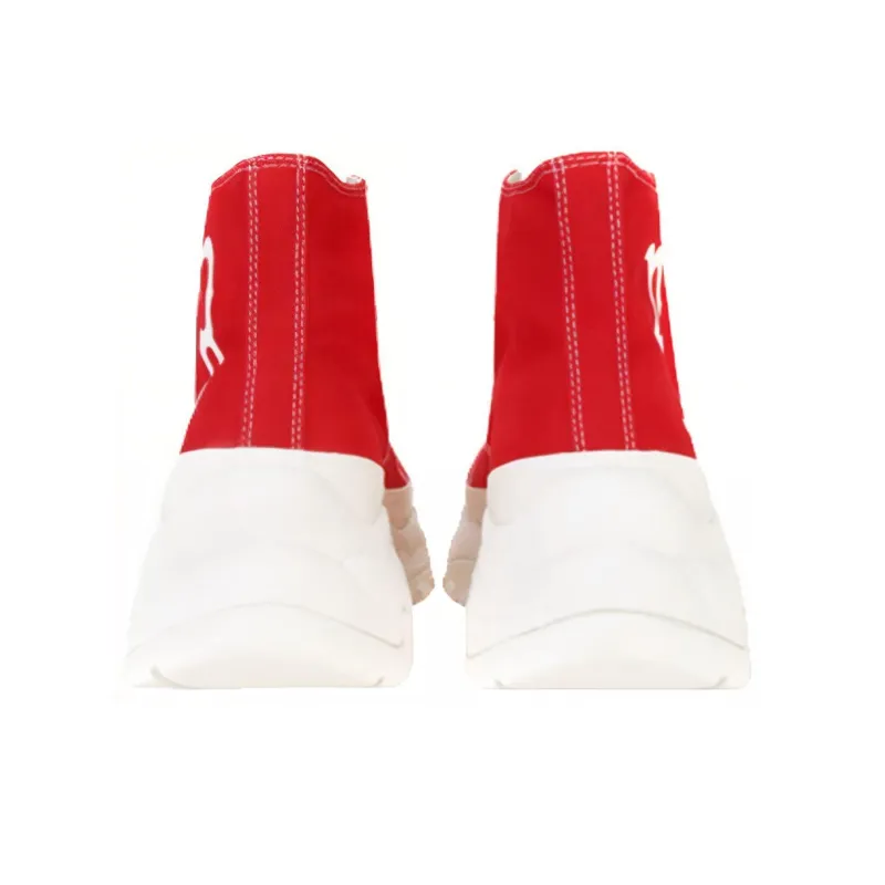 MLB Chunky High Anti Slip Wear Resistant High Top Canvas Shoes Unisex Red-2