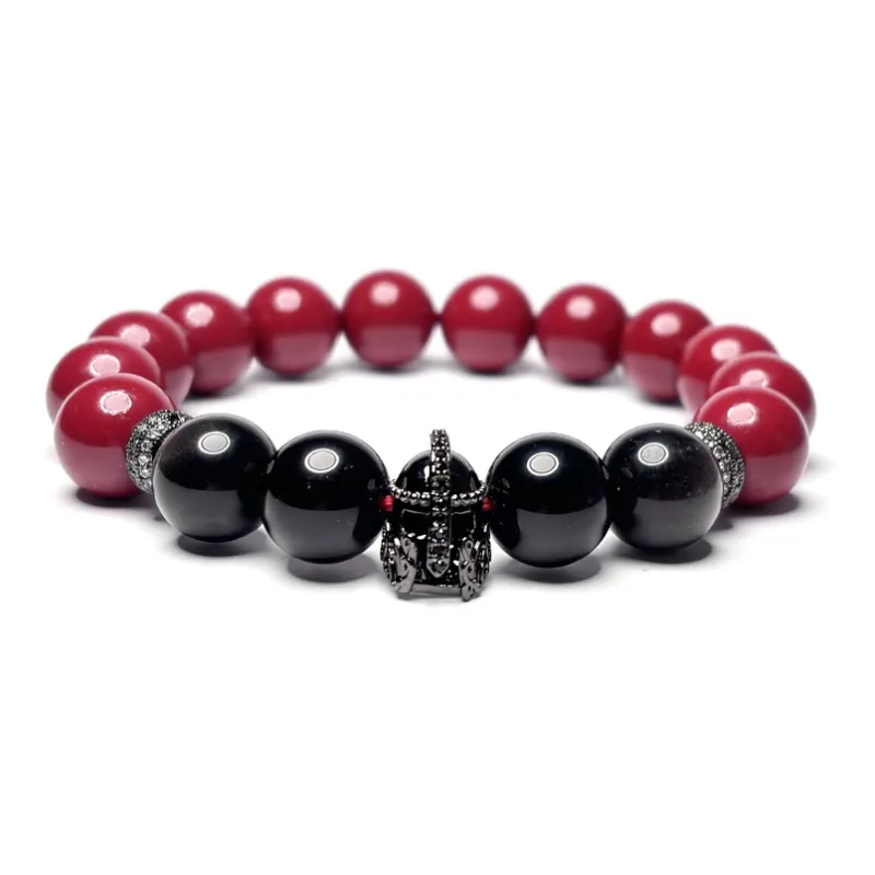 MOUNTAINS AND MANS Reconstructed Cinnabar Fortune Beaded Bracelet Unisex-0