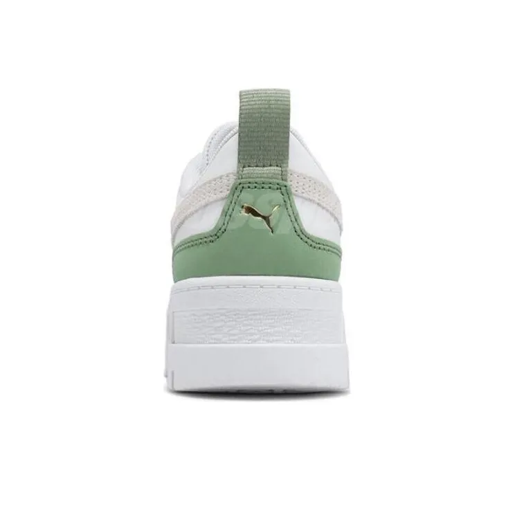 PUMA Mayze Slip-Resistant Cushioning Wear-Resistant Low-Top Skateboard Shoes Women's White Green-3