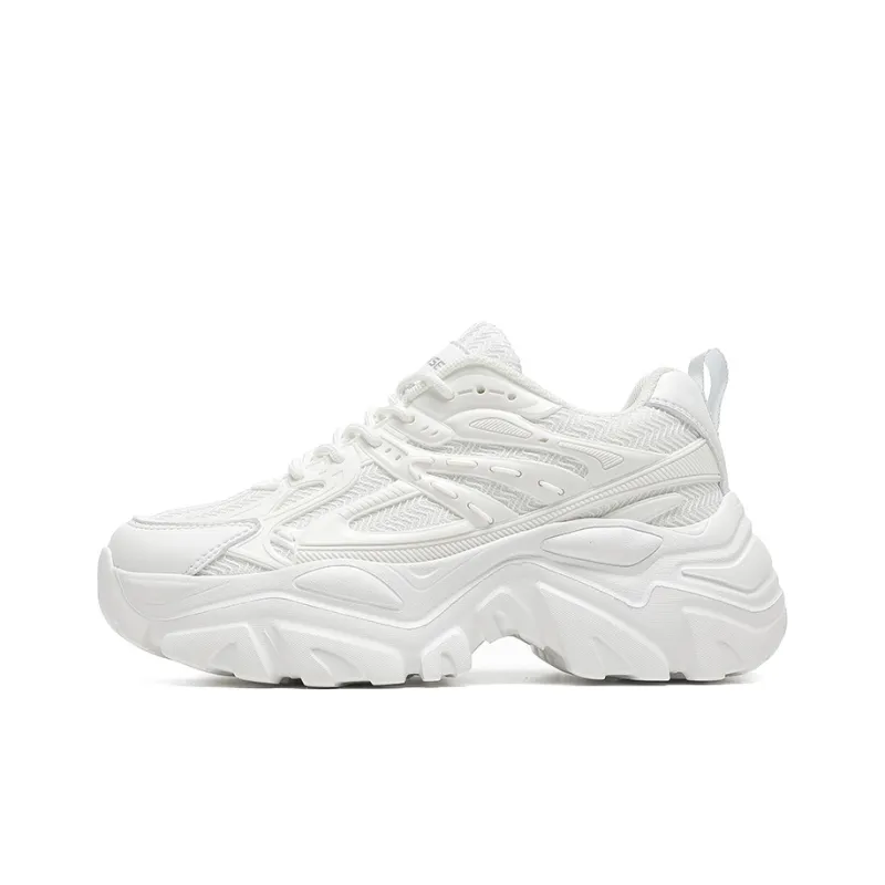 Mulinsen Height Increasing, Balance, Lightweight, Breathable, Slip Resistant Low Top Chunky Sneakers Women's White-0