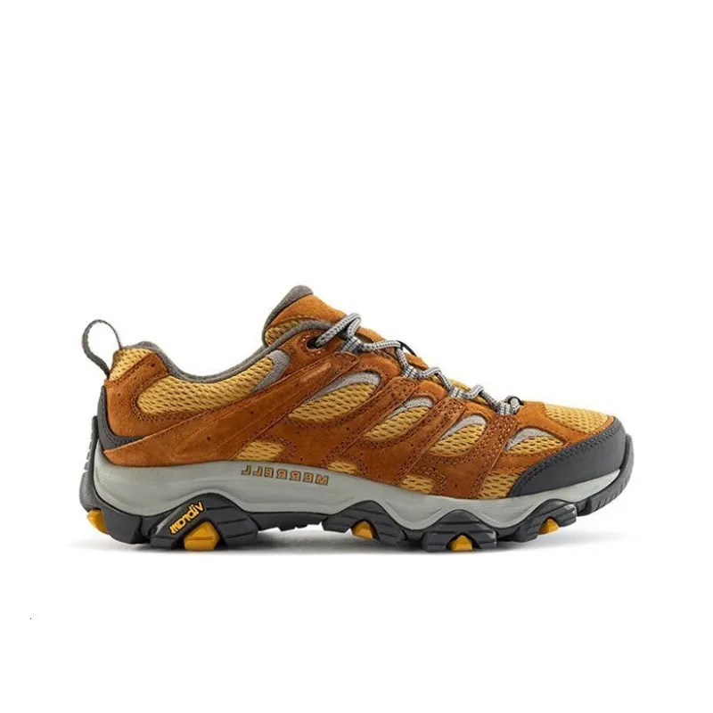 MERRELL Shock Absorbers With Slip Resistant And Abrasion Resistant Properties Low Top Outdoor Shoes Men's Brown Yellow-1