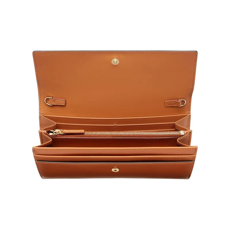 FENDI ROMA Leather Wallet Women's Brown-3