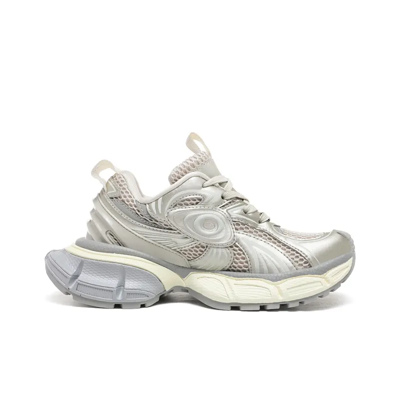 BEILIANYA Chunky Sneakers Unisex Low Top Beige Green/White Gray-17