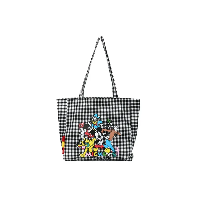 Disney Canvas Canvas Bag Handbag Shopping Bag Mom Bag Shoulder Bag Unisex Large Grid Small Grid-3