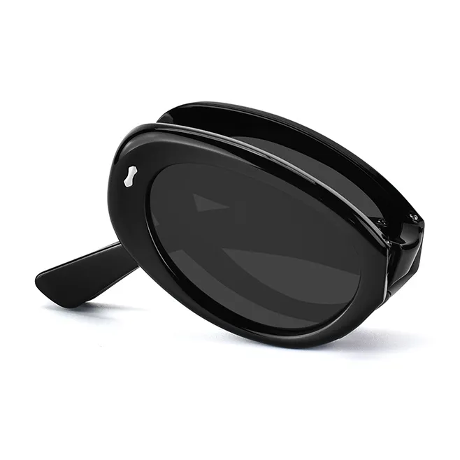 Ournor TR/Memory Plastic Oval Sunglasses Unisex Black-2