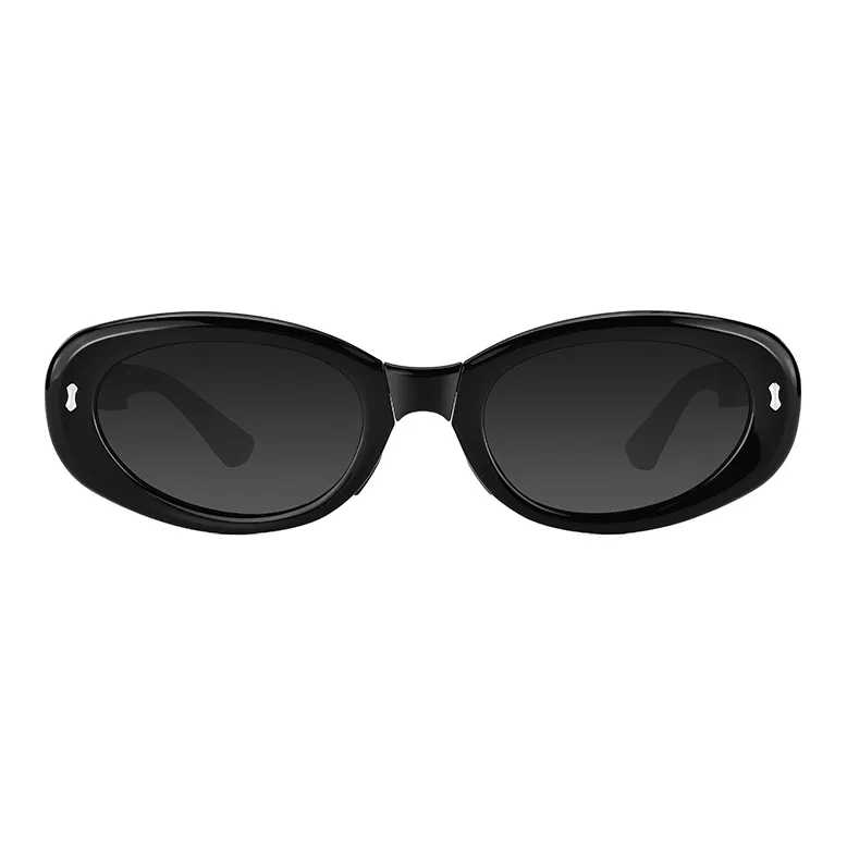 Ournor TR/Memory Plastic Oval Sunglasses Unisex Black-3