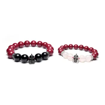 MOUNTAINS AND MANS Reconstructed Cinnabar Fortune Beaded Bracelet Unisex