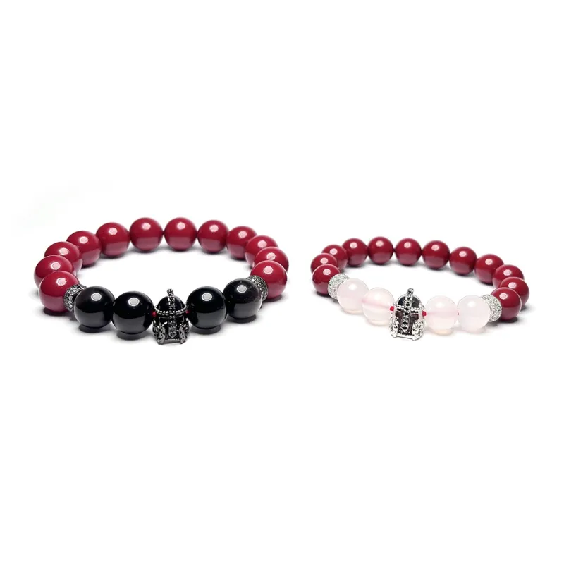 MOUNTAINS AND MANS Reconstructed Cinnabar Fortune Beaded Bracelet Unisex-6