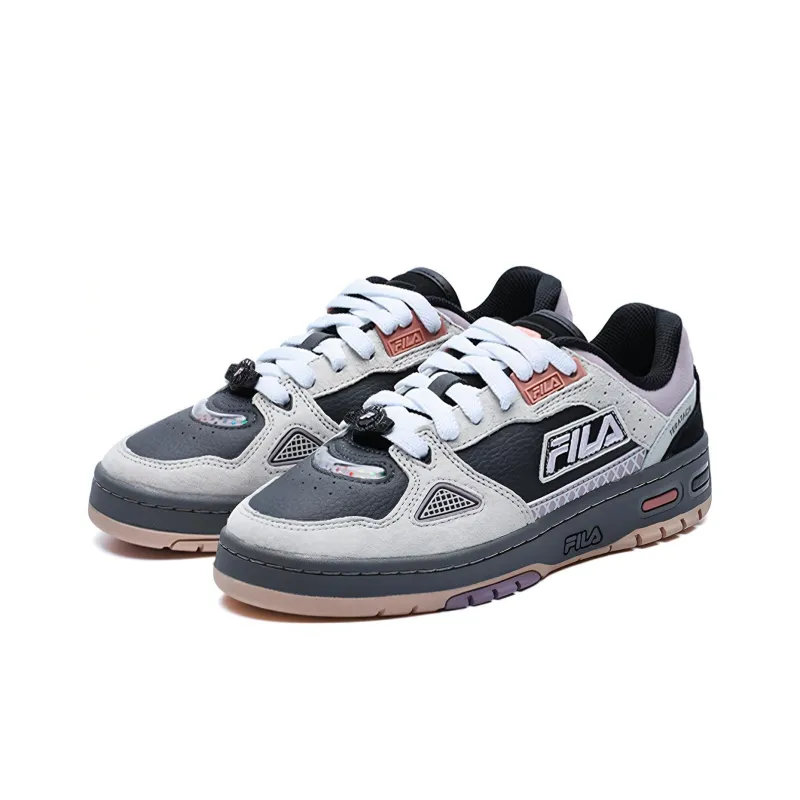FILA FUSION Heritage Cushioning Anti Slip And Wear Resistant Low Top Vintage Basketball Shoes Women's Black Gray Color-1